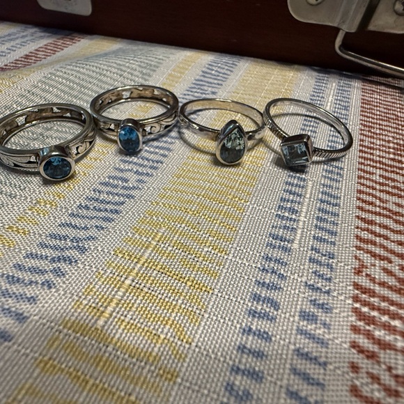Silpada Sterling Silver and Blue Topaz Ring Set Size 11 - Picture 3 of 4
